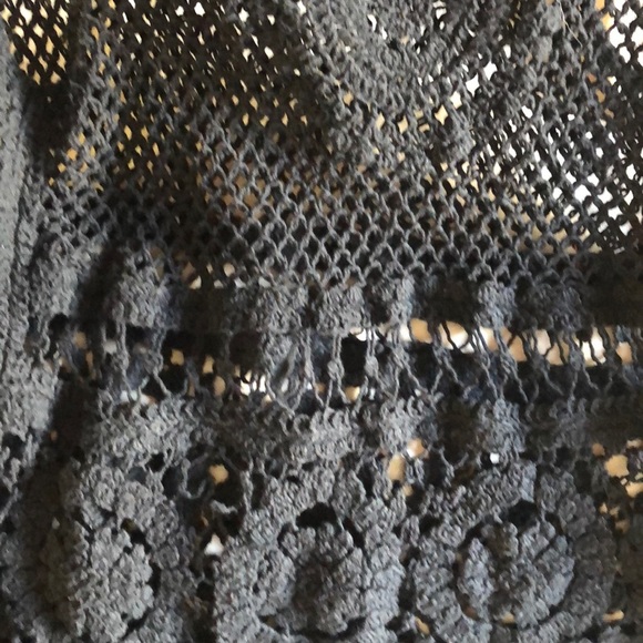 Vintage Black crochet tank top boho style unique woven knit tank sleeveless top - Picture 8 of 8